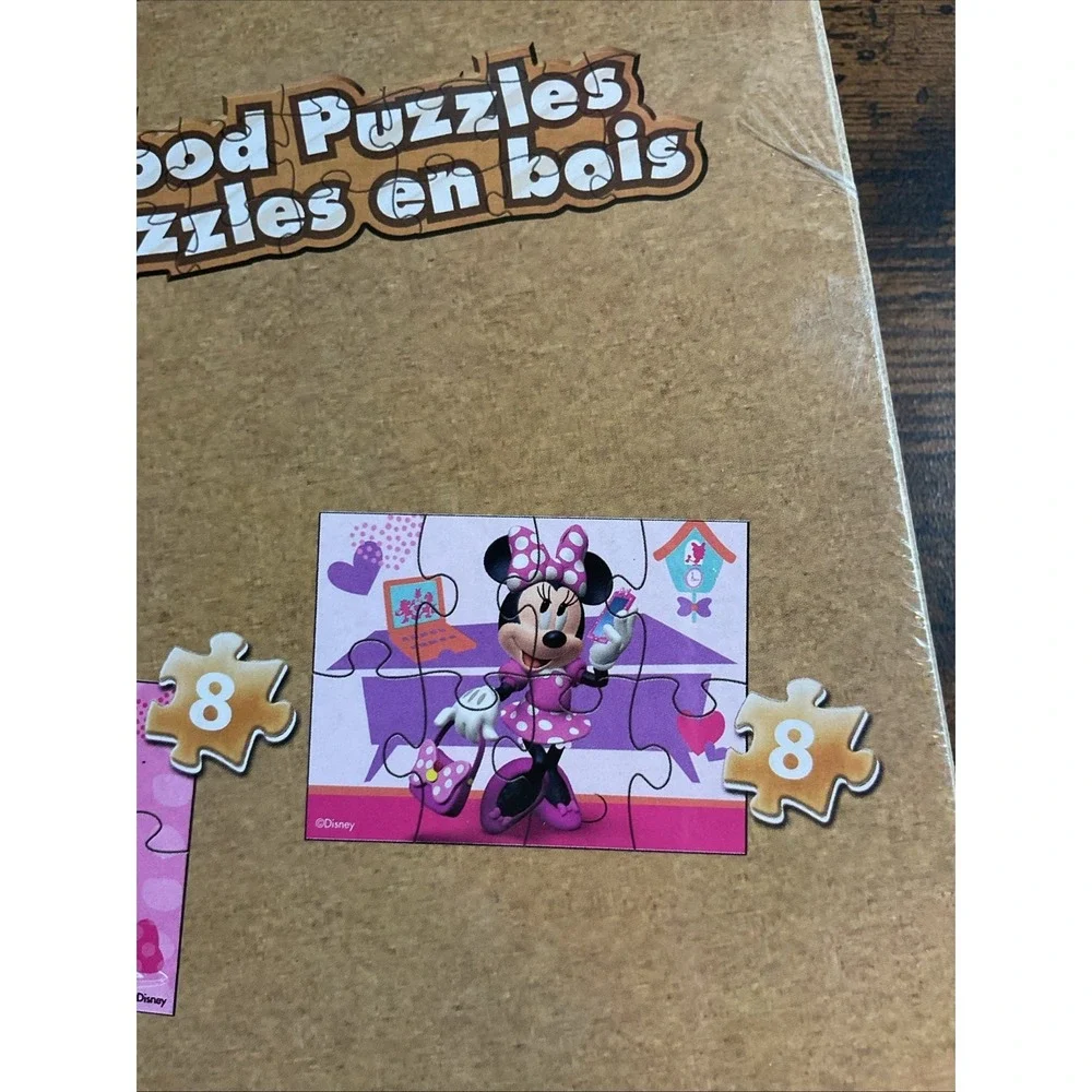 Minnie Mouse Puzzle Set of 5 Wood Puzzles Disney Junior Kids Present In Wood Box